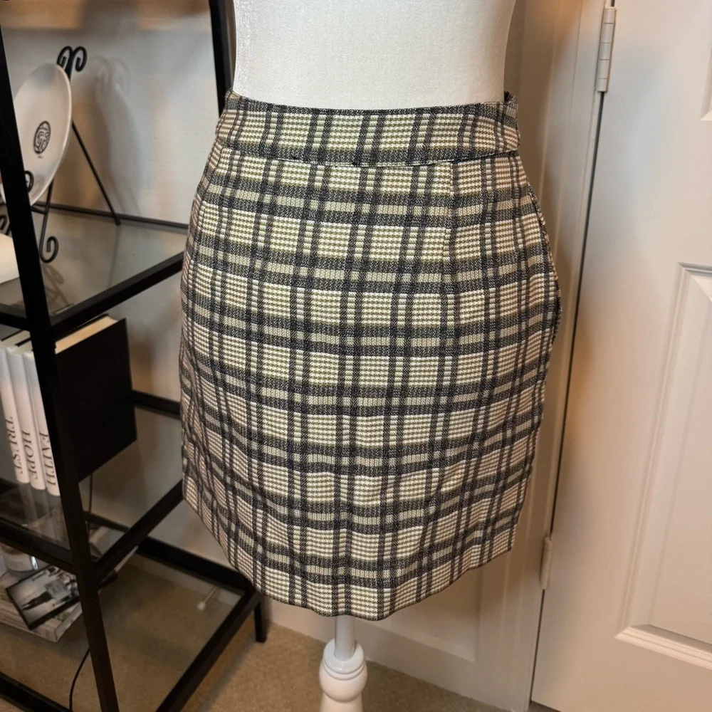 NWT LINE & DOT Lisa Plaid Mini Wrap Skirt Green Multi Size S